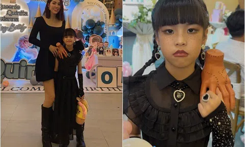 Con gái 6 tuổi của Lê Phương nổi bật ở tiệc sinh nhật khi hóa trang "rùng rợn", chiều cao khủng