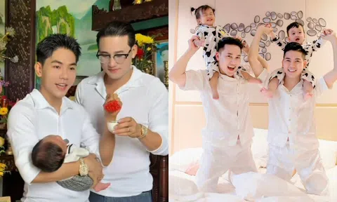 Thanh Đoàn và Hà Trí Quang hạnh phúc khoe "thiên thần nhỏ", 2 con chào đời tại Thái Lan nay lên chức anh chị