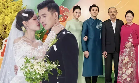 Midu lộ khoảnh khắc bên bố mẹ chồng Chủ tịch, diện áo dài nền nã tham dự sự kiện của tập đoàn nhựa