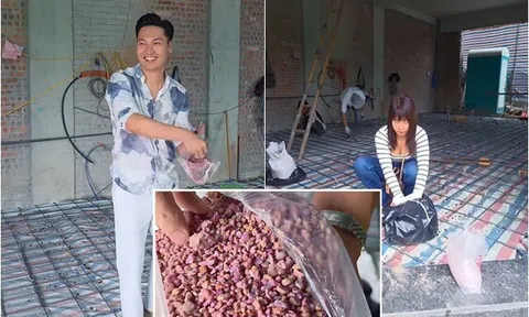 Vợ chồng Mạnh Trường rải đá thạch anh khắp sàn biệt thự lớn đang xây để làm gì?