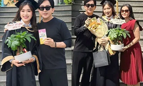 NSƯT Kim Tử Long mừng con gái tốt nghiệp đại học, bà xã kém 11 tuổi chụp ảnh thân thiết với con riêng của chồng
