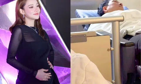 Nhã Phương bầu lần 3 nửa đêm nhập viện, Trường Giang nằm ngủ cạnh giường bệnh để trông vợ