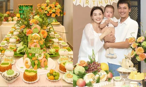Vợ ca sĩ sinh quý tử, diễn viên Quang Tuấn “Địa đạo” làm tiệc thôi nôi cho con hoành tráng, mâm cúng hút mắt