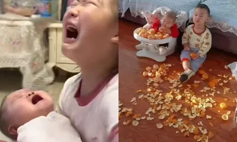 1001 "kiếp nạn" của các mầm non khi được bố mẹ giao nhiệm vụ ở nhà chăm em, vừa thương vừa buồn cười