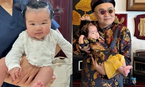 Cháu ngoại của NSƯT Xuân Hinh 6 tháng cực yêu với tóc "cây dừa", má bánh bao, bị bố tiết lộ tính cách thật
