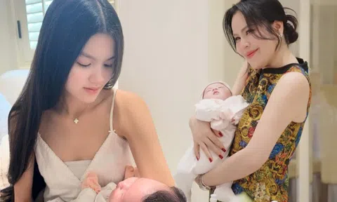 Phương Lê khoe 2 con "chung nửa huyết thống", ái nữ NSƯT Vũ Luân ngủ ngoan khi được chị gái bế bồng