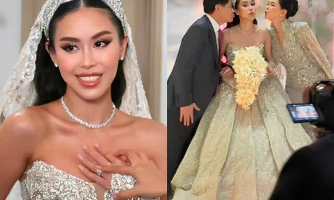Hôn lễ em chồng Tăng Thanh Hà: Vợ chồng tỷ phú hôn con gái ngọt ngào, Tiên Nguyễn diện váy cưới lộng lẫy