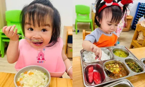 16 tháng tuổi đã đi học, nhìn loạt bữa ăn ở trường quốc tế học phí 150 triệu/năm của con gái Kha Ly ai cũng “choáng”