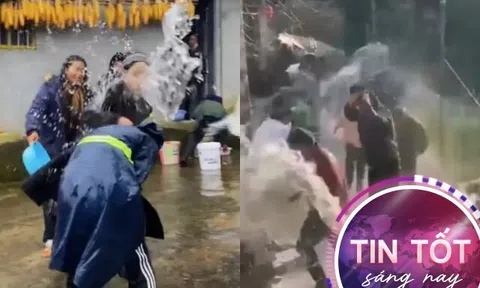 Nhà trai bị nhà gái té nước ướt sũng giữa trời đông, dân mạng thấy rét giùm nhưng kỳ lạ ai nấy đều vui vẻ