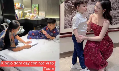 Bố mẹ cưng chiều, con trai Việt Anh vẫn học chưa ổn, hot mom Hương Trần không dám tự dạy con học