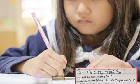 Bé gái Việt viết thư xin lỗi khi mẹ giận khiến MXH xót xa: "Con rất sợ, không ăn nổi cơm"