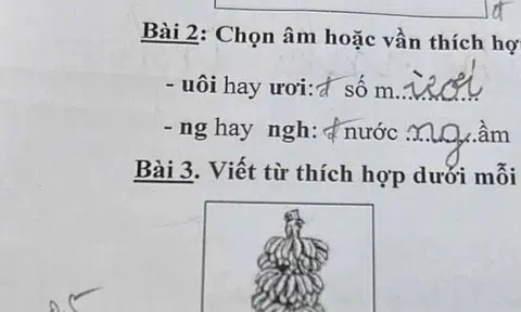 Cô giáo giao bài tập tiếng Việt điền từ, học sinh lớp 1 đưa ra loạt đáp án khiến cộng đồng mạng xôn xao