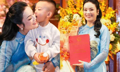 NSƯT - Tiến sĩ Tân Nhàn chính thức nhận học hàm Phó Giáo sư, con trai út tuấn tú đến chúc mừng mẹ
