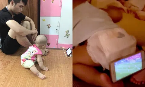 Cười bò loạt khoảnh khắc bố mẹ vừa chăm con vừa xem bóng đá