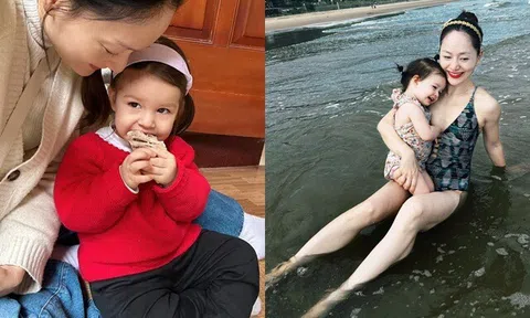 Lan Phương một mình đưa con về quê ăn giỗ, nhóc tỳ lai Tây chuẩn bé gái quê, ngồi chiếu, gặm cánh gà