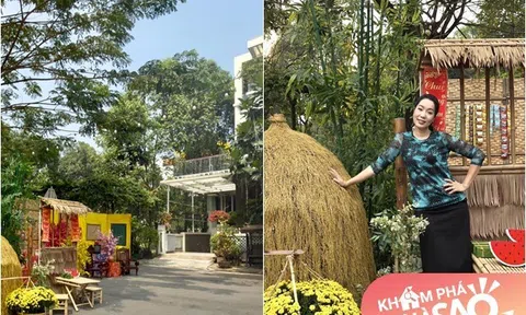 Biệt thự hàng chục tỷ của NSND Trịnh Kim Chi bỗng khoác màu áo làng quê, cô trò dựng tiểu cảnh đặc sắc