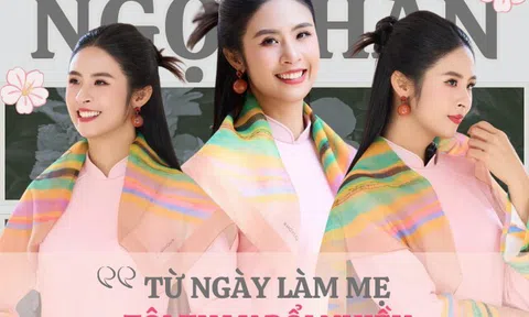 Hoa hậu "không scandal" Ngọc Hân cưới anh cán bộ điển trai, bế bụng bầu đi học, giờ đón mùa Xuân viên mãn bên con