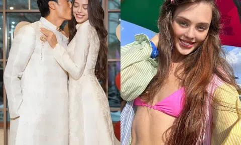 Gái Tây 2k diện áo dài Tết đẹp mê khiến MXH bùng nổ, khoe eo nhỏ xíu sau sinh quý tử cho chồng cầu thủ