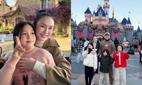 Tuấn Hưng và vợ đại gia đưa 3 con sang Mỹ du xuân đầu năm, con gái xinh hệt mẹ, con trai tóc dài càng giống bố