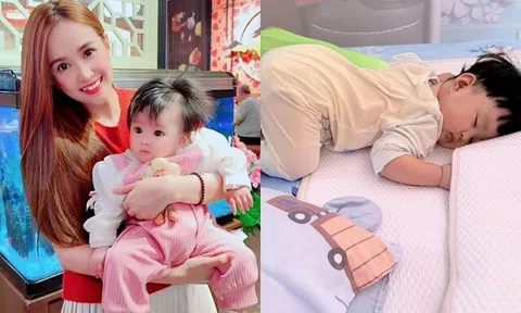 Nữ DV "Gạo nếp gạo tẻ" khoe tư thế ngủ kỳ lạ của con, dân tình rần rần: "Em bé siêu thông minh"