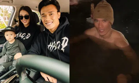 Bùi Tiến Dũng đưa con trai đi thăm gia đình bên ngoại, tối muộn bị nhà vợ Tây thử thách cởi trần tắm sông băng