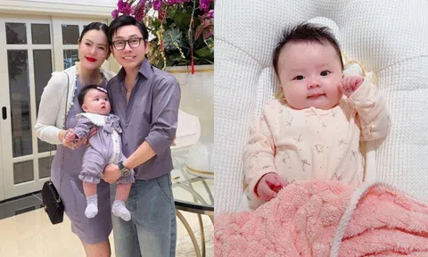 Con gái Phương Lê lần đầu được bố mẹ cho đi tiệc, lúc nào cũng cười khanh khách khiến vợ chồng NSƯT Vũ Luân tự hào
