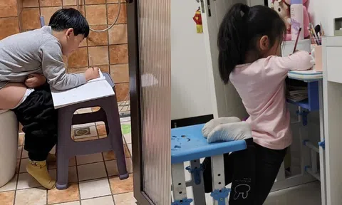 1001 tư thế ngồi làm bài tập về nhà của khối tiểu học, bố mẹ trông thấy liền "niệm thần chú"
