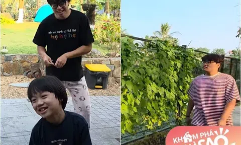 3 con trai NSND Xuân Bắc thu hoạch thành quả trồng trọt trong biệt phủ, cậu út dễ thương nhận là "Vua hái đỗ"