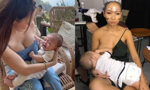 Ngồi tàu điện, đi taxi hay quán cà phê, hội mẹ bỉm xinh không ngại kéo áo cho con bú, ai nhìn cũng thấy thương