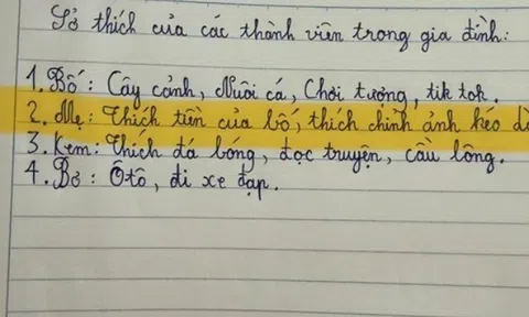 Cười ngất với dòng ghi chú bé tả mẹ: Mẹ thích tiền của bố, thích chỉnh ảnh kéo dài chân