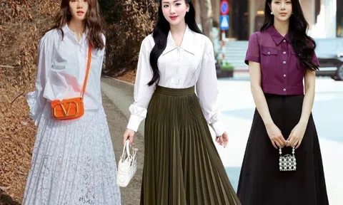 Combo áo sơ mi và chân váy tưởng đơn giản nhưng lại giúp bạn "ăn đứt" đồng nghiệp nơi công sở