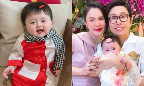 Con gái Hoa hậu Phương Lê hóa thân thành cô giao liên vào dịp lễ, bé Thụy Yên sở hữu cặp má "bánh bao" cực đáng yêu