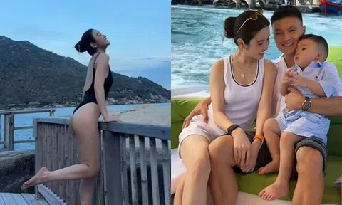 Quang Hải và vợ đại gia Chu Thanh Huyền đưa con đi nghỉ hè ở Nha Trang, chồng chăm con, vợ thoải mái diện biniki khoe dáng