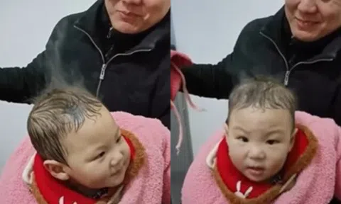 Gửi con về nhà nội, mẹ bỉm đi làm về thì tá hỏa khi thấy hiện tượng đầu con 3 tuổi "bốc khói"