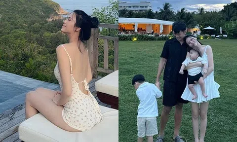 Mỹ nhân Tuyên Quang và chồng cầu thủ 1m82 đưa con đi nghỉ lễ ở Khánh Hòa, con trai kháu khỉnh, mẹ bỉm xinh nuột nà
