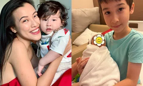 Khoe ảnh con trai lai Tây yêu thương em, MC đắt show Hoàng Oanh gây hiểu lầm mới sinh thêm con thứ 2