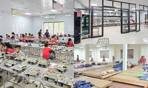 Cơm 30 nghìn cùng khu ngủ trưa của học sinh trường công ở Hưng Yên gây xôn xao MXH
