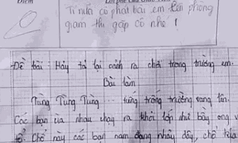 Học sinh lớp 7 viết văn tả cảnh ra chơi bị chấm 0 điểm, cô giáo yêu cầu đứa trẻ lên phòng giám thị