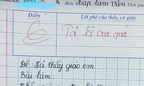 Học sinh lớp 2 viết văn tả thầy giáo bị chấm 6 điểm, nội dung khiến giáo viên “đỏ mặt” nhận xét: Kỳ cục quá!