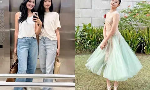 Con gái 13 tuổi của Hương Giang và chồng Trung Quốc dậy thì xinh như Hoa hậu, cao 1,78m, như chị em sinh đôi với mẹ