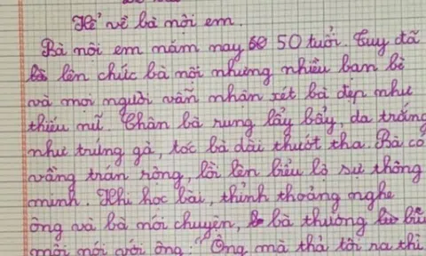 Cháu làm văn tả bà nội U50 da trắng đẹp như thiếu nữ, câu cuối mới khiến mọi người bật cười