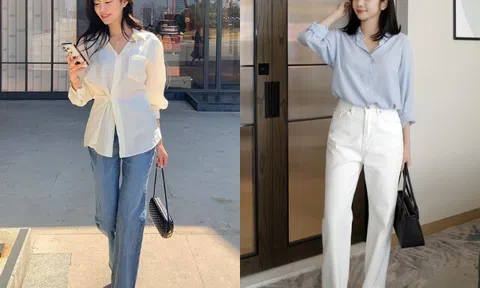 Mùa Thu muốn mặc đẹp mà không cần nghĩ nhiều, chị em cứ phối sơ mi dài tay với quần jeans là "chuẩn bài"