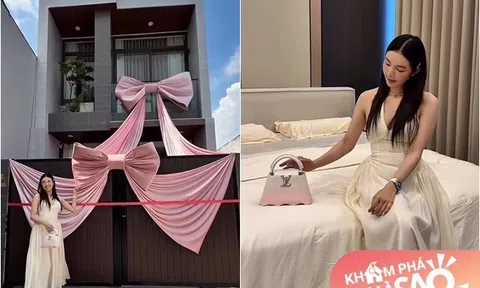 Người đẹp "siêu vòng 3" quê An Giang 8 lần thi Hoa hậu sở hữu nhiều nhà, thắt nơ khổng lồ cho biệt thự mới tậu