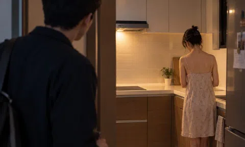 Đi công tác về nhà lúc tối muộn, tôi khẽ mở cửa tạo bất ngờ cho vợ, nào ngờ hốt hoảng khi nhìn thấy em