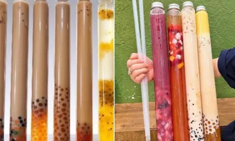 Trà sữa ống điếu gây sốt, người thích thú trải nghiệm, người kêu "hút hụt cả hơi", cách làm lại dễ bất ngờ