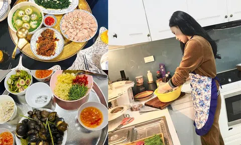 Dịp lễ không check-in sang chảnh, Phương Oanh gây sốt với mâm cơm nhà siêu thanh nhẹ