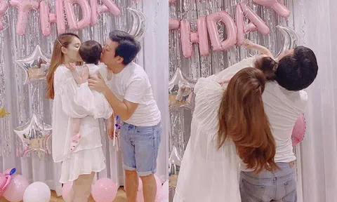Lần hiếm hoi con gái Nhã Phương-Trường Giang xuất hiện cùng bố mẹ