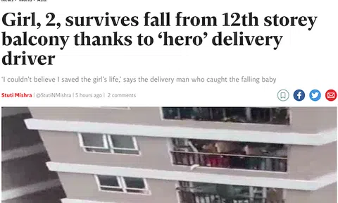 Báo Anh ca ngợi "người hùng" Nguyễn Ngọc Mạnh cứu bé gái rơi từ tầng 12 chung cư ở Hà Nội