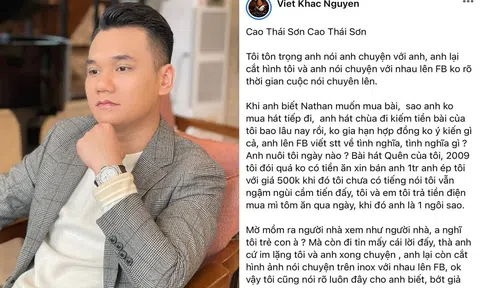 Bị trách 'bán hit' cho Nathan Lee, Khắc Việt đáp trả Cao Thái Sơn: Bớt giả tạo