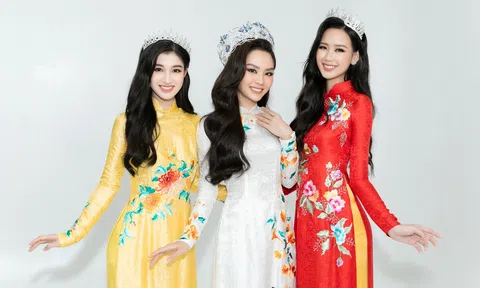 Hoa hậu Mai Phương cùng hai Á hậu khoe sắc với áo dài của NTK Ngô Nhật Huy